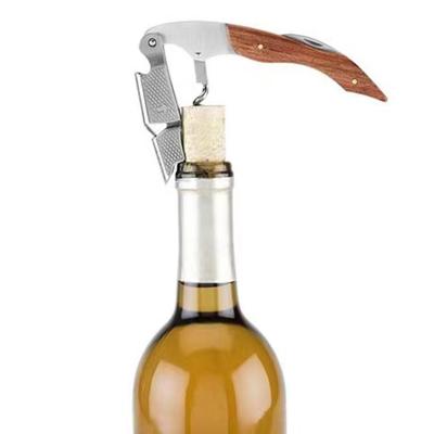 China High Quality Viable Metal Stainless Steel Hippocampus Shape Corkscrew Wine Wooden Bottle Opener for sale