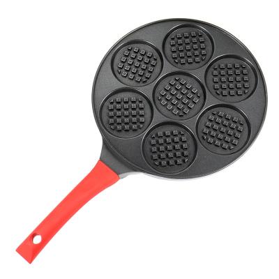 China Kitchen 7 Hole Waffle Breakfast Frying Pan Traditional Nonstick Coating Aluminum Die Cast Pan for sale