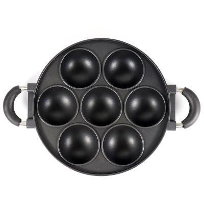 China Direct Cake Pan Customized Logo Round Shape Mini Pancake Pan Nonstick 7 Holes Viable Factory for sale