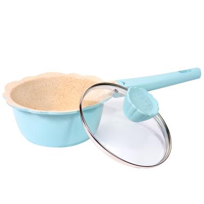 China Traditional New Arrival Die Cast Aluminum Colorful Baby Cooking Multifunctional Pan Sets Kitchen Non Stick Milk Pot Pan With Handle And Lid for sale