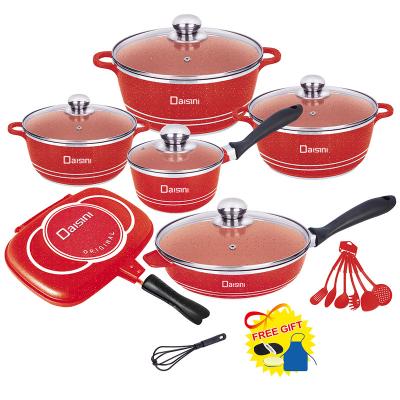 China Sustainable 23 PCS Kitchenware Set Non Stick Cookware Cast Aluminum Customized Logo Cookware Sets for sale