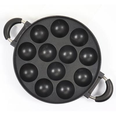 China Sustainable 12 Hole Ball Cake Mold Die Cast Aluminum Non-Stick Cake Tool Pancake Pan for sale