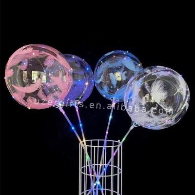 China Gift Toy Uzer Copy 20 Inch Feather Bobo Balloons LED Helium Clear Space Bobo Balloon For Party Decoration for sale