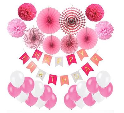 China Birthday Party Happy Birthday Banner Pom Pom Flower Decorations Latex Confetti Balloons For Birthday Party for sale