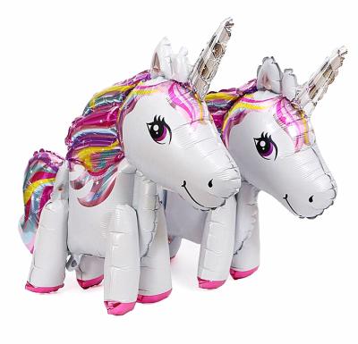 China Toy New Style Promotional 3D Unicorn Balloons Stand Rainbow Horse Toy Unicorn Aluminum Membrane Balloons Exclusive for sale