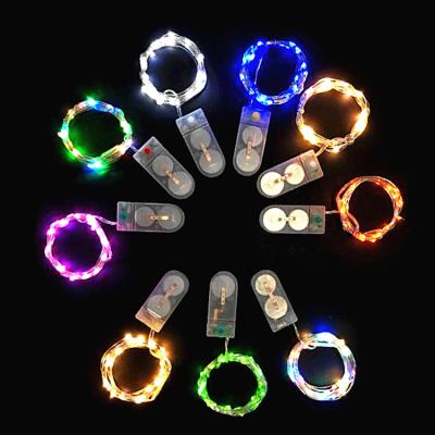 China Indoor Outdoor Copper Wire Fashion LED String Lights With CR2032 Button Battery Operated For Party Decoration for sale