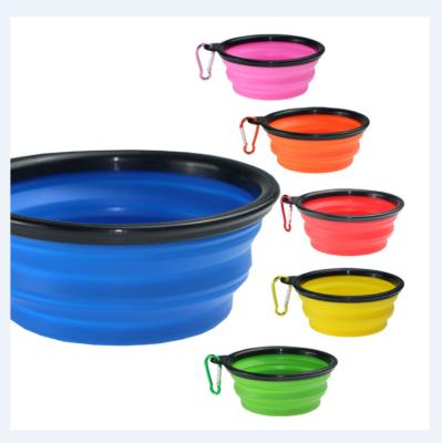 China Travel 350ml Auto Camping Hiking Collapsible Dog Dish Bowl Dog Bowl Pet Walking Bowl With Carabiner Clip for sale