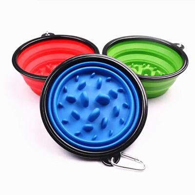 China Sustainable Portable Water Food Dog Bowl Folding Plastic Pet Bowl With Hook for sale