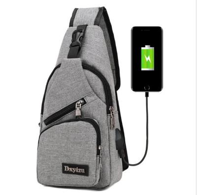 China 2019 Newest School Cross Body Simple Durable Shoulder Bag Canvas Sling Backpack With USB Charger Men Messenger Chest Installation Bag for sale