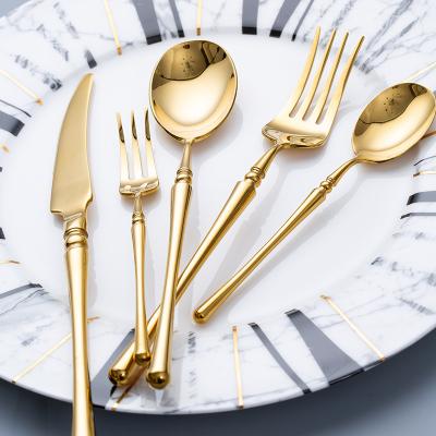 China 4pcs Art Deco Cutlery Fancy Stainless Disposable Baroque Royal Steel 18/10 Luxury Wedding Flatware Set Gold Flatware Set for sale