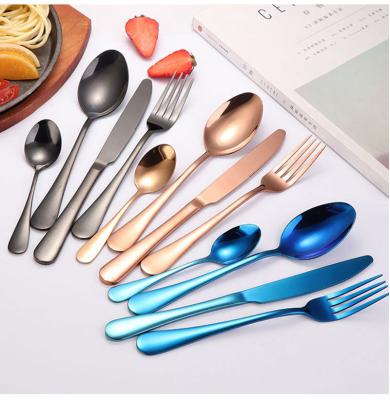 China Viable Wholesale Hot Sale Restaurant Wedding Party Knife Fork Spoon Luxury Silverware Set 48 Pcs Stainless Steel Cutlery Set Color Box for sale