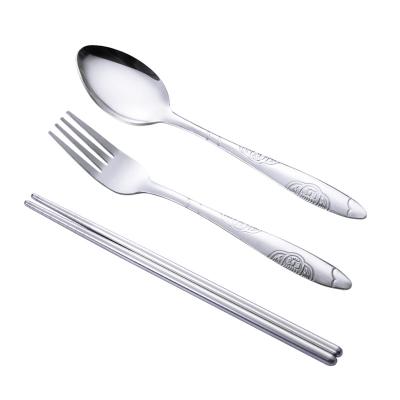 China Sustainable Eco Friendly Outdoor Outdoor Camping Portable Flatware Set Student Stainless Steel Spoon Chopsticks Cutlery Sets With Plastic Box for sale