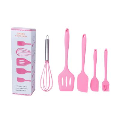 China Sustainable Silicone Baking Set Hygienic Baking Utensils 5pcs Food Silicone Kitchen Utensils Hygienic Heat Resistant Tools Cooking Spatula Set for sale