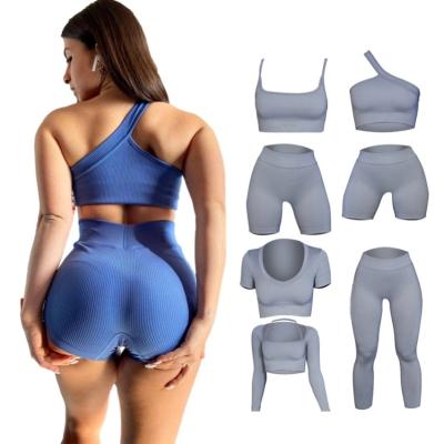 China High Quality Breathable ODM Ribbed Sports OEM Seamless Workout Yoga Gym Active Fitness Set For Woman China for sale