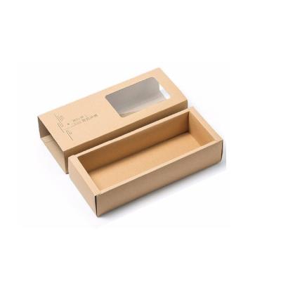 China Wholesale Recycled Materials Custom Printed Luxury Colorful Rigid Cover Kraft Paper Panel Cardboard Cutlery Gift Paper Drawer Packaging Box With Window for sale