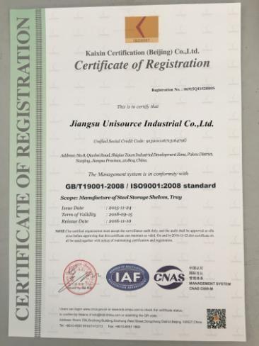 ISO 9001 - Jiangsu Unisource Industrial Co.,Ltd.