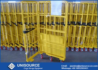 China Supermarkets Collapsible Steel Containers , 500Kg Load Warehouse Cage Trolley for sale