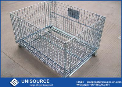 China Easily Removable Wire Mesh Container Foldable Metal Mesh Cage With Forklift for sale