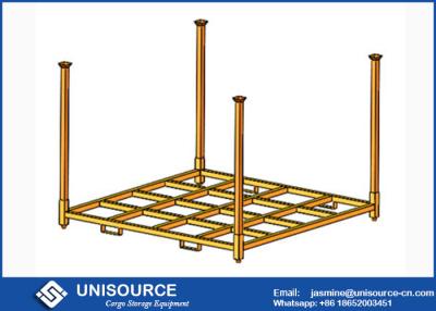 China Yellow Color Stacking Tire Rack , Collapsible Two Level Stacking Steel Storage Racks for sale