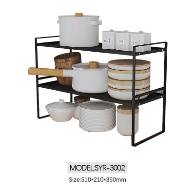 China Black Coated Metal 2-Tier Spice Rack Kitchen Storage Rack for sale