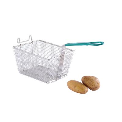 China Sustainable Stainless Steel Rectangular Deep Fryer Basket Chicken Frying Basket for sale