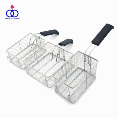 China Sustainable Metal Mesh Potato Chip Frying Container Stainless Steel Frying Basket for sale