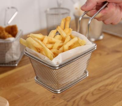 China Viable Mini Metal Stainless Steel Wire Mesh French Fries Fry Serving Basket Frying Basket for sale