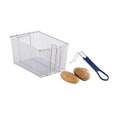 China Sustainable Wire Mesh French Chip Stainless Steel Rectangular Fry Basket for sale