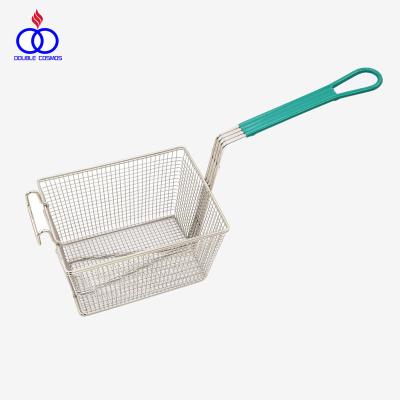 China Sustainable Mesh French Deep Stainless Steel Frying Basket for Deep Fryer for sale