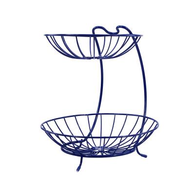 China American modern high quality wire 2 tier metal style tiered fruit basket for kitchen for sale