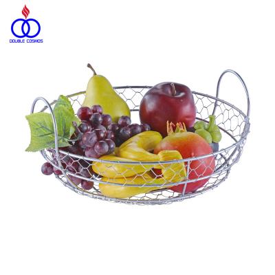 China Sustainable Home Used Metal Round Mesh Wire Kitchen Vegetable Washing Basket for sale