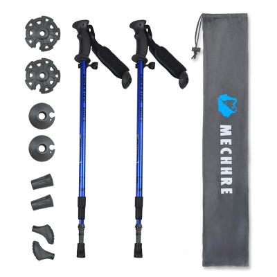 China Customized Outdoor Mountaineering Shockproof Cane Pp Eva Cork Handles Increasing Trekking Pole Shockproof Nordic Military Walking Stick for sale