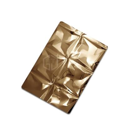 China Construction Stamped Rose Golden Color Embossed Stainless Steel Sheet For Anti-Slip for sale