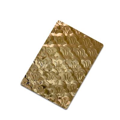 China Hotigold construction textured pattern 304 stainless steel wall panel designer stamping embossed stainless steel sheets for sale