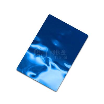 China Construction Hotigold Blue Color Water Ripple Stainless Steel Decorative Sheet Embossed Stainless Steel Plates Customized Pattern Stamp for sale