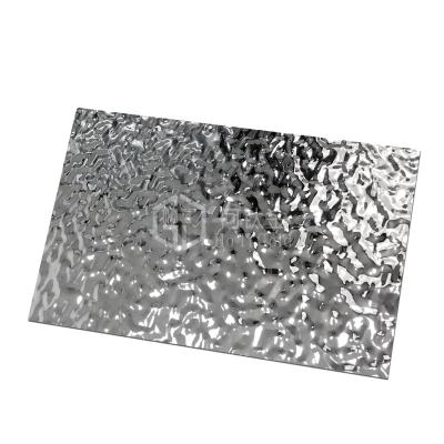 China Construction Original Silver Color Water Ripple Embossing Stainless Steel Sheet Embossed Plates Polishing Mirror SS Sheets Wholesale Price for sale