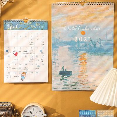 China Custom Printing A3 or A4 Thick Paper Wall Calendar Factory Sales Custom Printing Wall Calendar with Twin-Wire Blind Hanging for sale