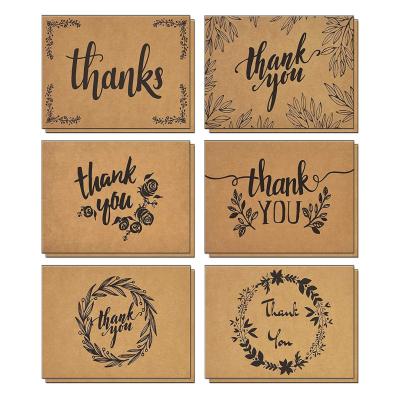 China Europe Thank You Cards With Brown Kraft Envelopes And Stickers, 6 Designs, For Wedding, Business, Baby Shower& All Occasions for sale