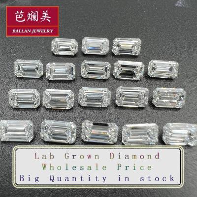 China Emerald Cut / Polishing Octagon Shape 4*3mm - 6*4mm DEF VS Polish Loose Gemstone Lab Developed Diamond Lab Created Diamond Good CVD / HPHT for sale