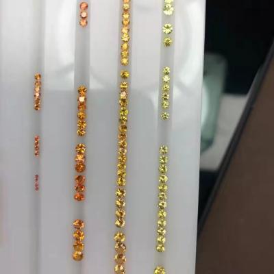 China Polishing Clean Quality Diamond Cut Yellow Sapphire Orange Sapphire Natural Yellow Sapphire Round Cut 0.8mm ~3.0mm Brilliant Eye for sale