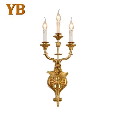 China Luxury EUROPEAN Vintage Style Corridor Living Room Copper Angel Bracket French Brass Led Wall Lamp for sale