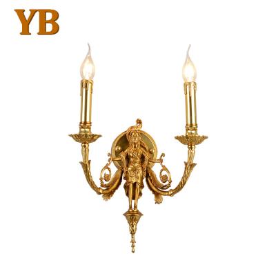 China Lighting Works Creative French Bedroom Hallway Decorative Led Candle Shape Vintage Design Brass Wall Light for sale