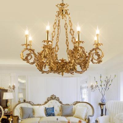 China Vintage Modern French Candle Shape Living Room Interior Home Decor Modern Led Brass Chandelier Light for sale