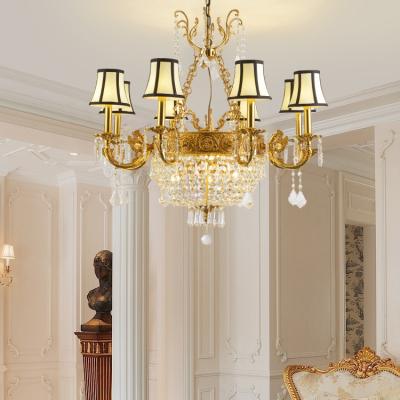 China Modern Indoor Lighting Luxury Brass Clear Crystal Chandelier Led Pendant Light Modern Home Decor Living Room for sale