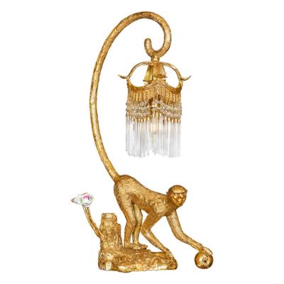 China Modern brass living room bedroom villa study nightstand lamps hotel room crane monkey lamp for sale