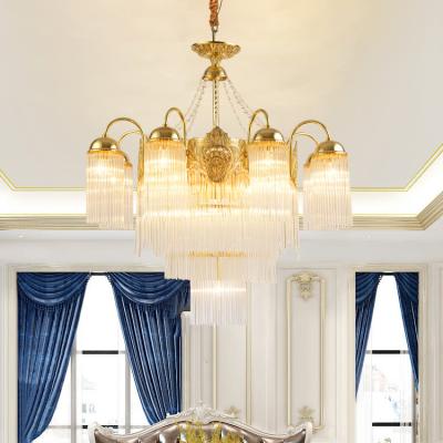 China French Luxury Decorative Living Room Indoor Lighting K9 Led Light European Brass Pendant Crystal Chandelier Modern Decoration for sale