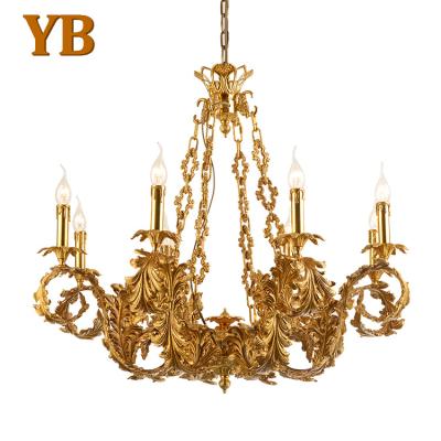 China Modern French Luxury Living Room Dining Home Decor Hanging Modern Led Brass Candle Chandelier for sale