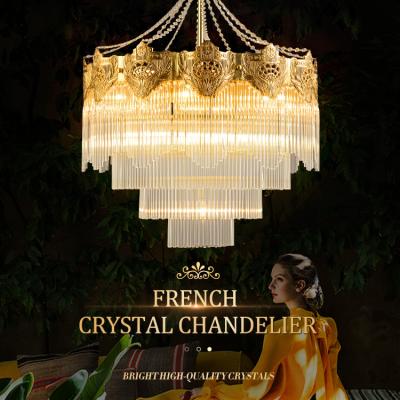 China Modern New Arrival French Delicate Home Decoration Living Room Led Brass Glass Chandelier Light for sale