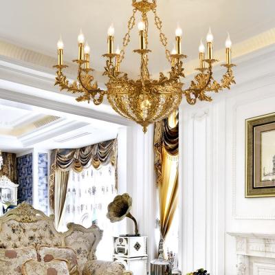 China French Luxury Brass Crystal Chandelier Light Modern Bedroom Home Living Room Study Decoration for sale