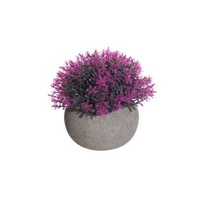 China Realistic/Long Lasting Topiary Shrubs Plant Wholesale Mini Artificial Plants Plastic Colorful Flower Ball Grass With Gray Pot For Home In Stock for sale